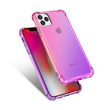 iPhone 11 Pro Compatible Case Cover With Clear Rainbow Airbag Bumper Shockproof - Pink and Purple